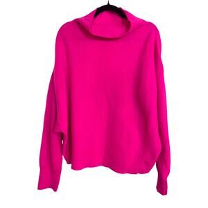 Pilcro 100% Cashmere Sweater 3X Hot Pink Oversized Turtleneck Dolman